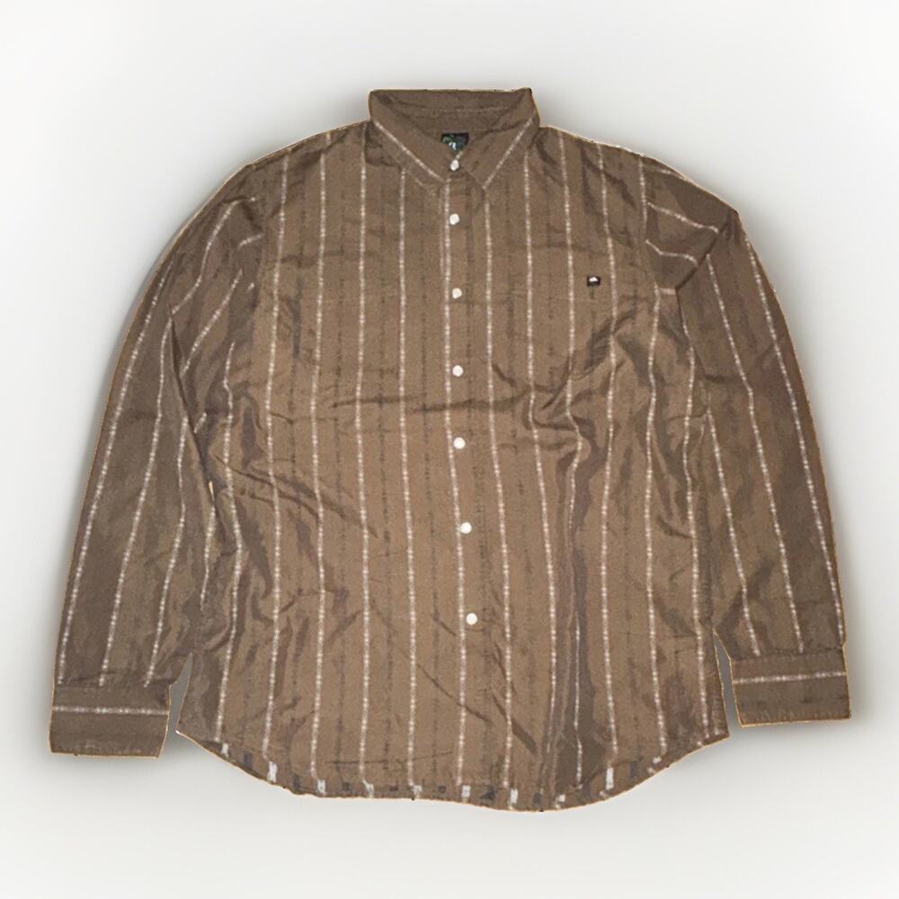 Reef Pearl Snap Western Button Up Shirt Brown Large 23x28